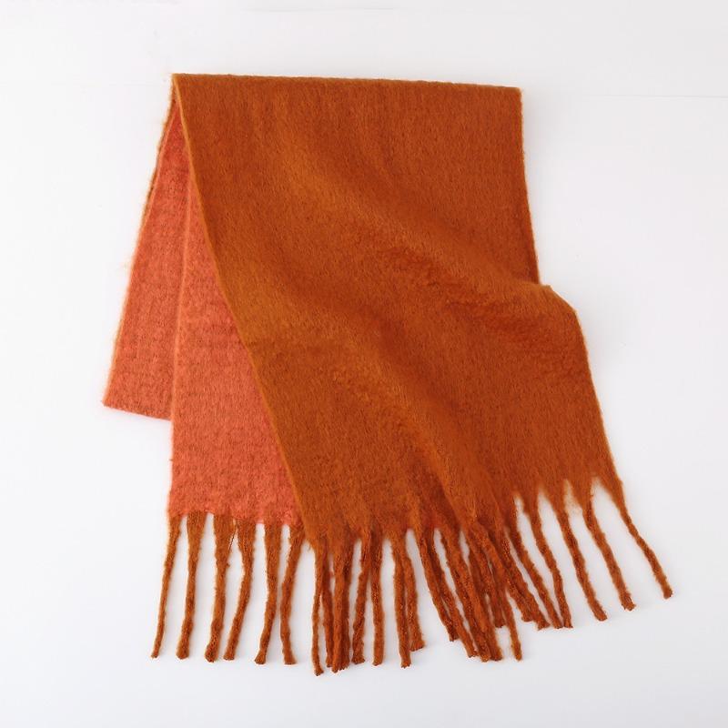 Mohair scarf women's winter two-color soft waxy thickened autumn and winter coarse fringed versatile couple scarf