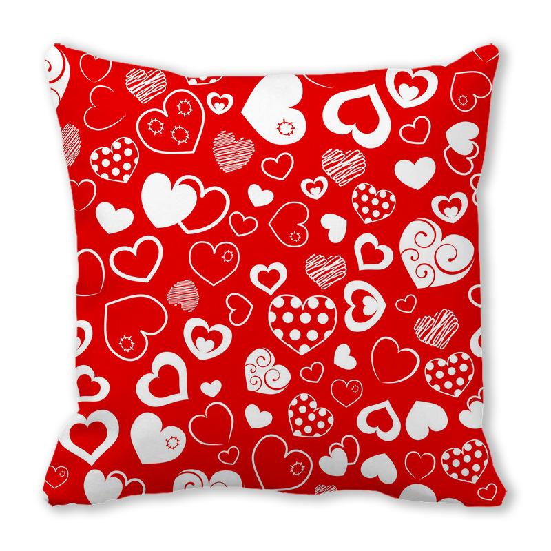Home Decor Red Heart Patterns: Love themed Pillow Covers Pattern Cushion Cover Suitable for Sofa Bedroom Car Pillow Cover