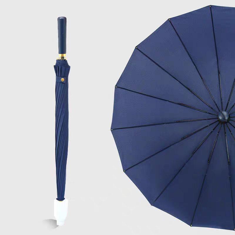 Large 24-Rib Waterproof Windproof Automatic Umbrella with Long Handle & Customizable Logo