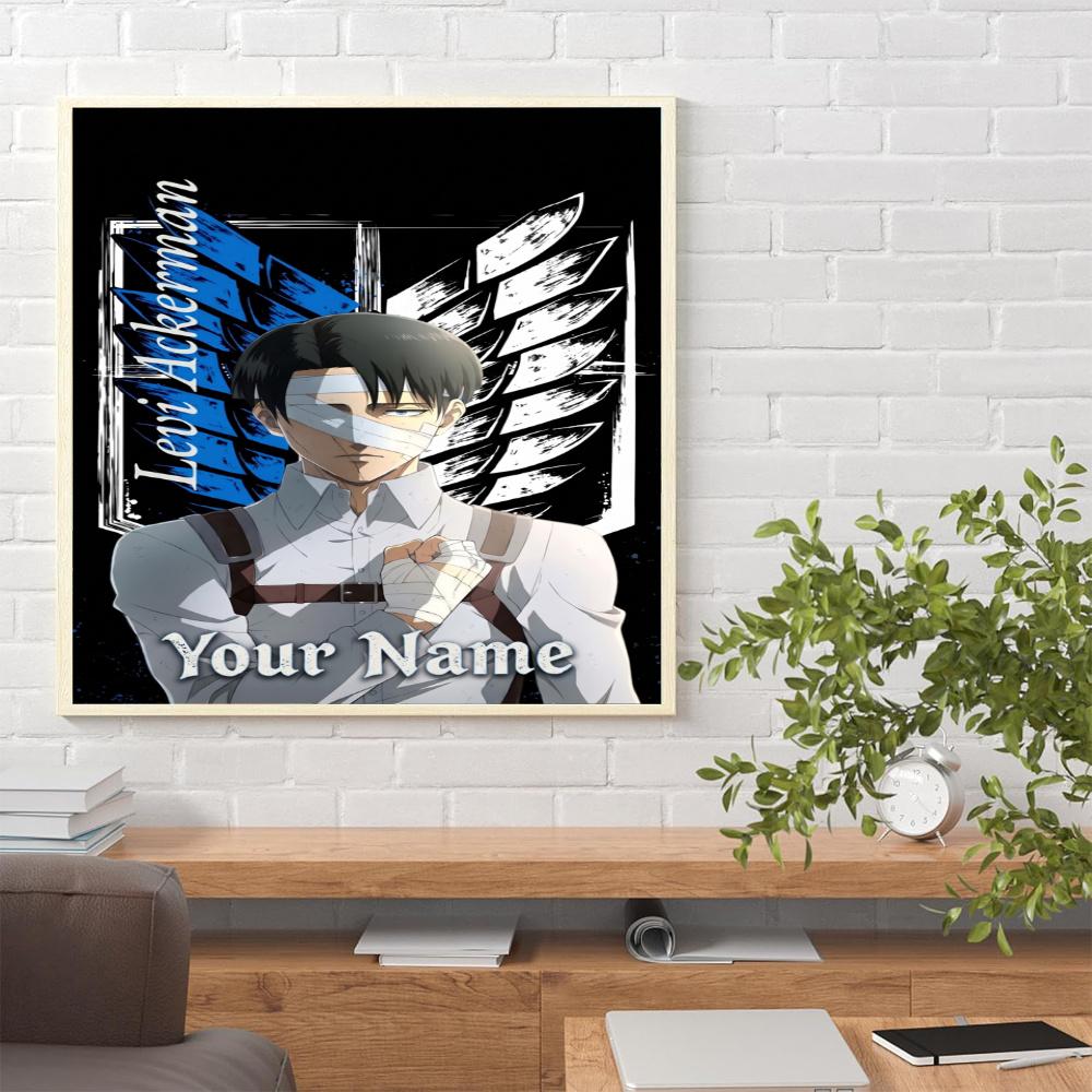Attack Titan Customize Your Name Diamond Painting Round Diamond Rhinestones Mosaic Diamond Embroidery Wall Paintings Rhinestones Gift Frameless