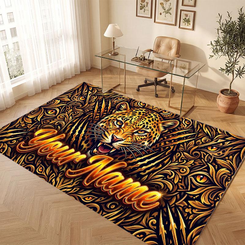 Decorative Artwork Theme Crystal Velvet Floor Rug Personalized Custom Name Text Warm Carpet Home Decoration