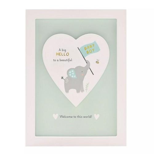 Celebrations Hello Baby Heart Baby Boy Framed Plaque