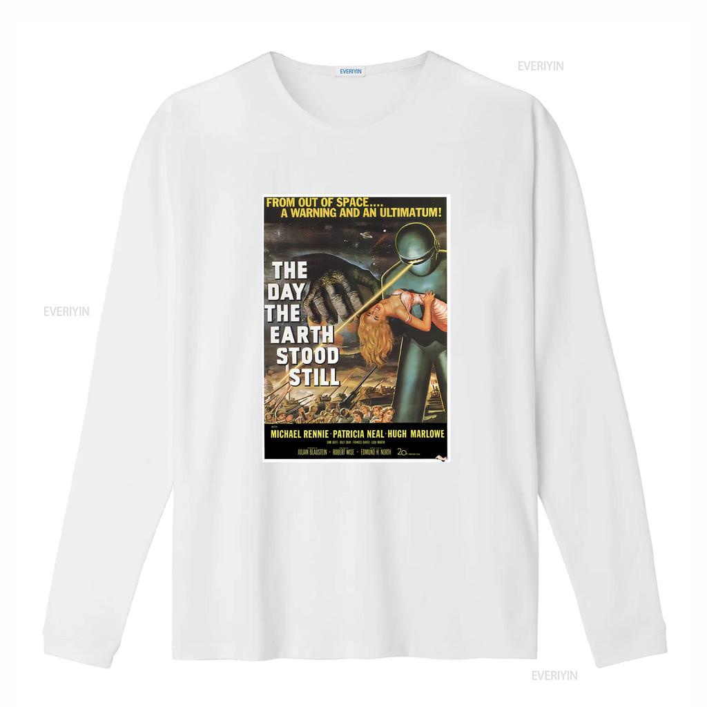 The Day Earth Stood Still Vintage Sci Fi Movie Poster T Shirt Choice Sizes Vintage Washed Casual Stretched Slightly Breathable