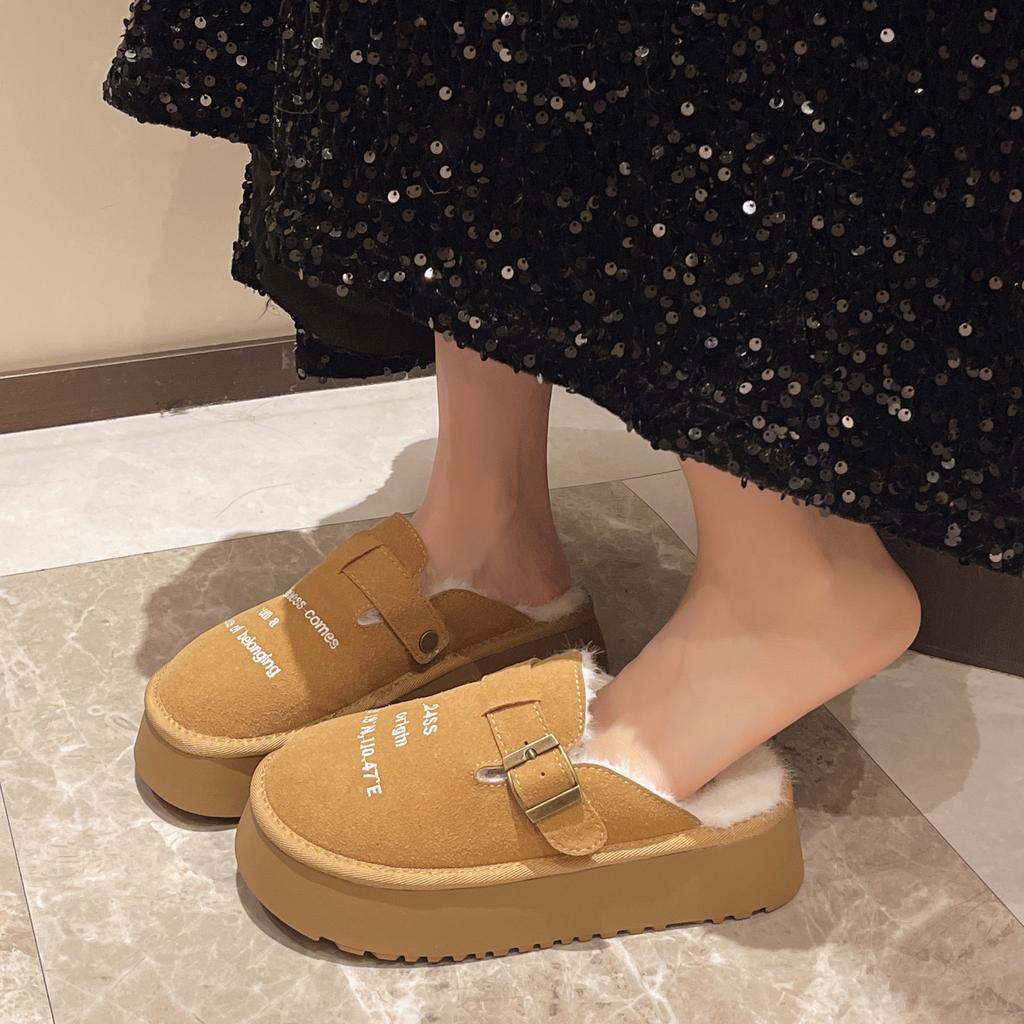 Fashion New Luxury Winter Women's Shoes Plush Fashion Retro Bean Shoes Cotton Women's Flat Sole Slippers Platform Women Boots