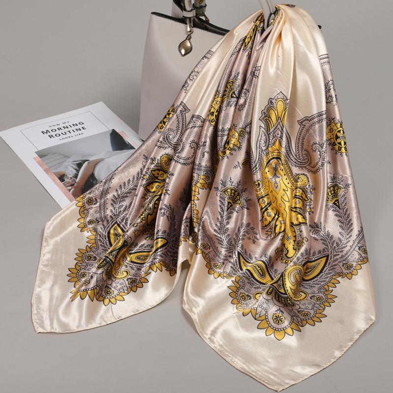 90 Square Scarves, Silk Scarves, Women's New Spring and Summer High-end Sense Versatile, Thin Scarves, Shawls Outside