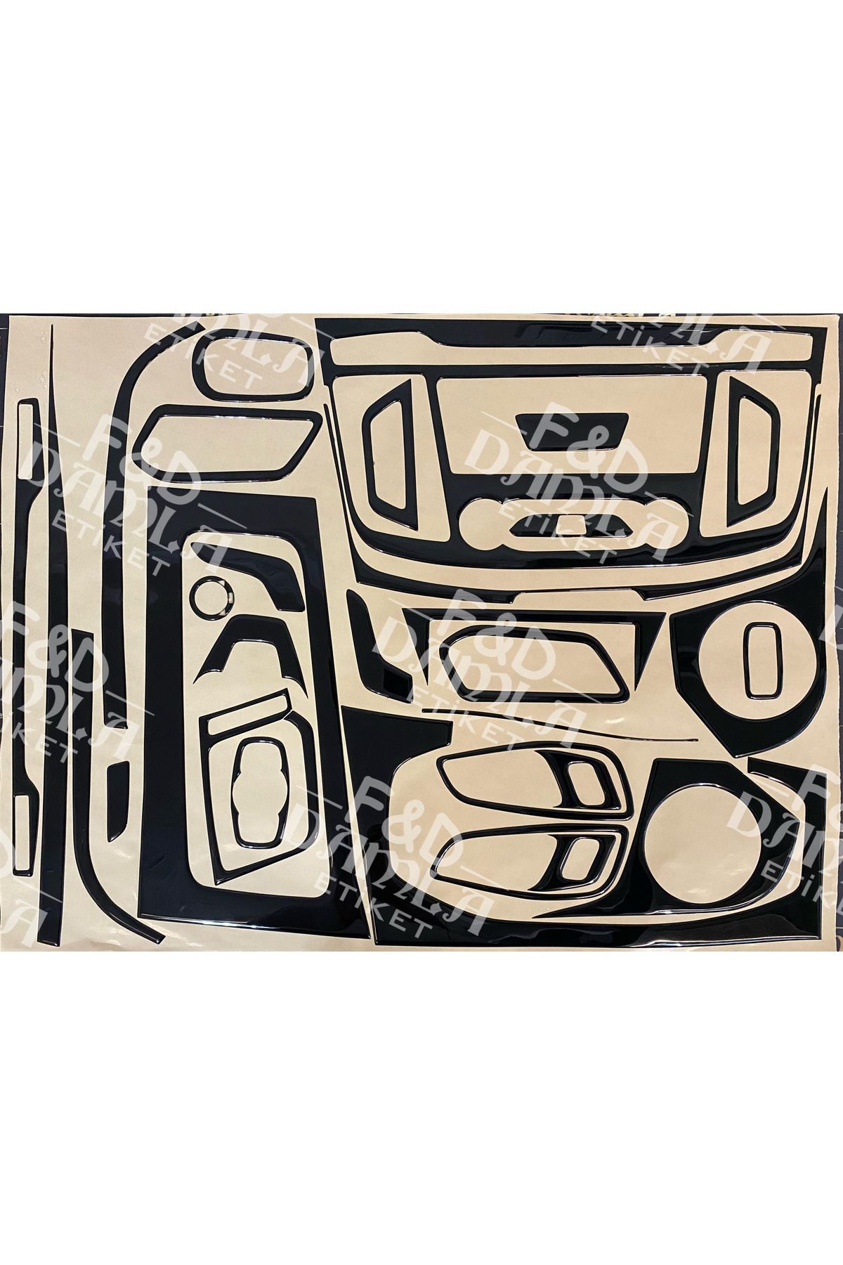 

Ford Transit 2020-2023 Torpido, Konsol, Trim, Göğüs Maun Kaplama Full Set Parlak Siyah Renk