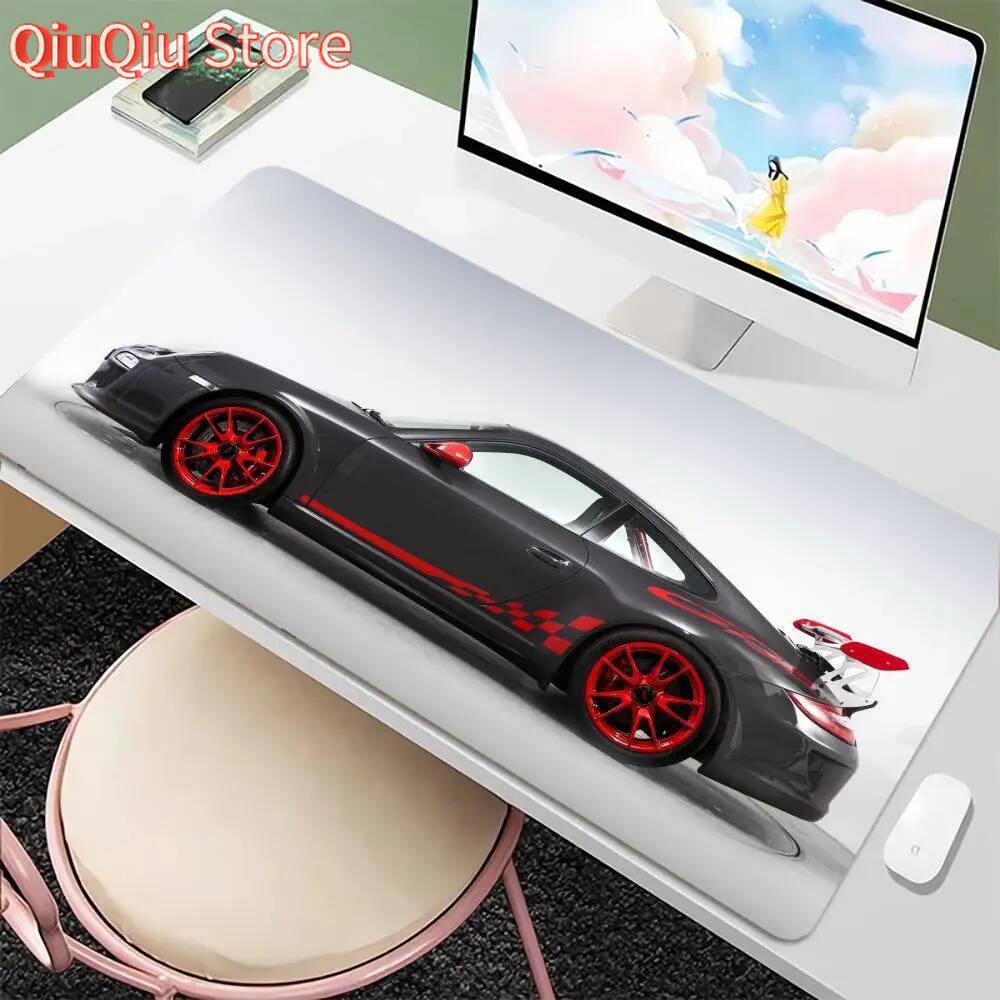 White Cool Sports Car Mouse Pad Large Gaming Anti-Slip Rubber Base Extended Desk Mat Gamer Office Computer Accessories Mousepad