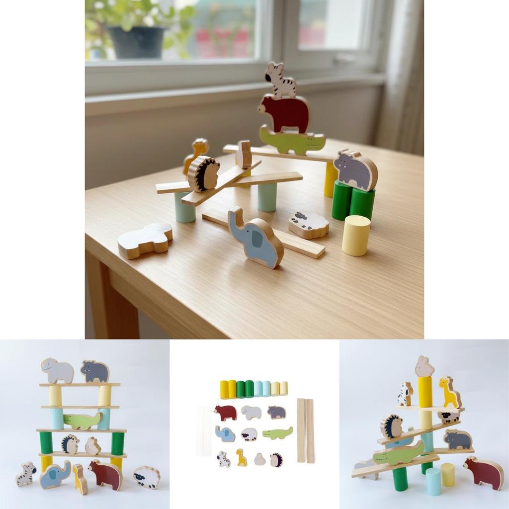 Wooden Animal Balance Stacking Blocks For Kids Educational Parent Child Play