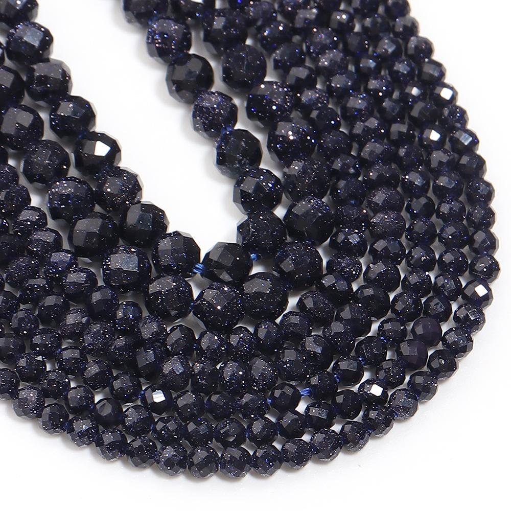 1 Strand 2 3 4mm Natural Blue SandStone Beads Faceted Loose Spacer Beads For Jewelry Making DIY Bracelet Necklace Accessories