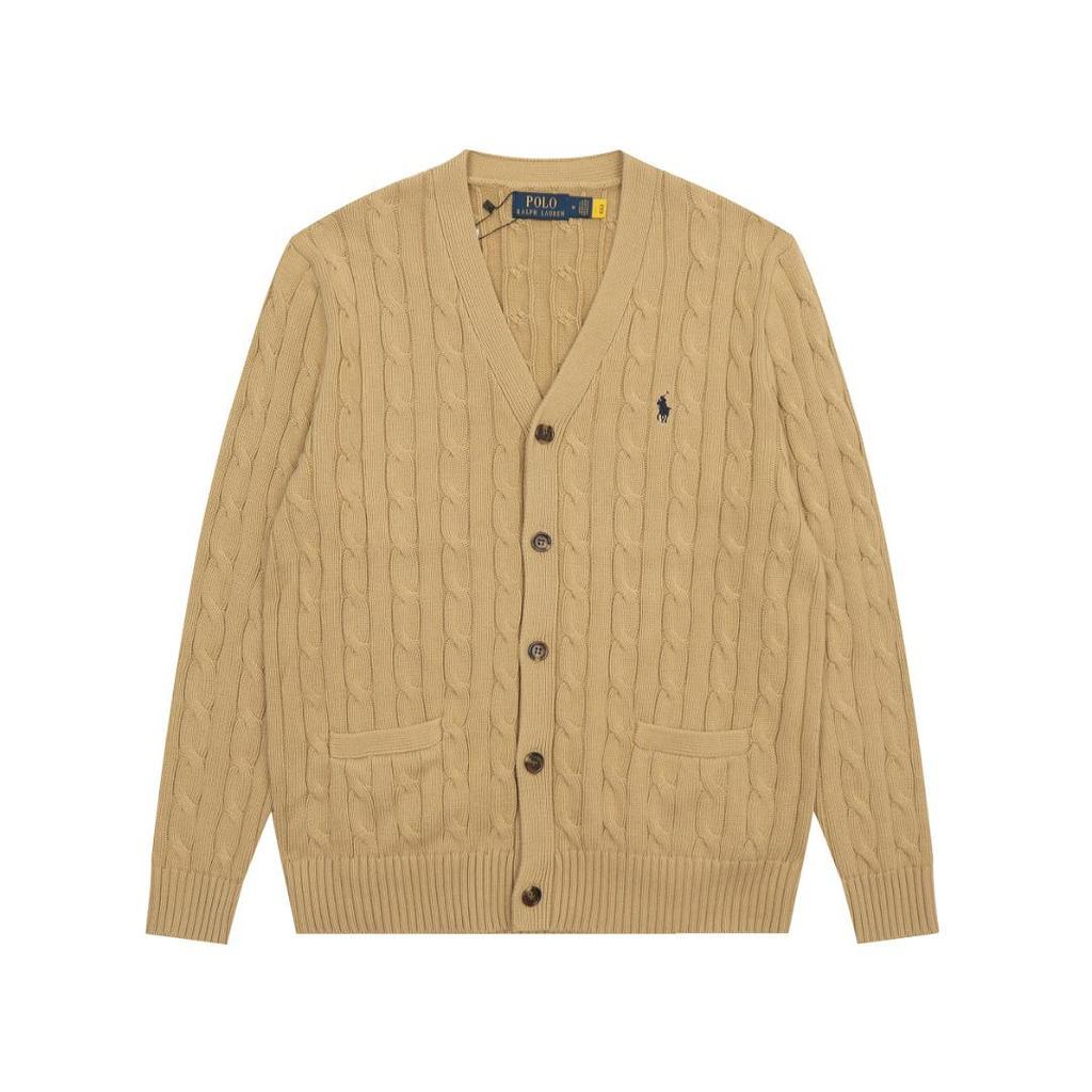 RLV V-Ausschnitt Unifarbene Zopfmuster-Strickjacke mit kleinem Pferde-Sticklogo