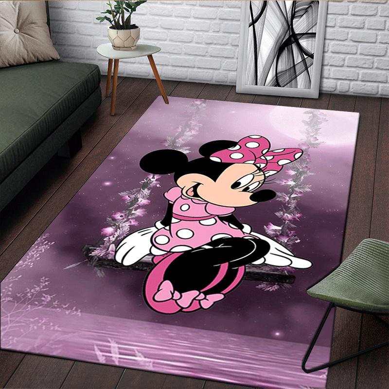 1pc Minnie Pattern Area Rug Soft Flannel Floor Mat for Living Room,Office,Bedroom and Carpet,Sofa Coffee Table Floor Mat