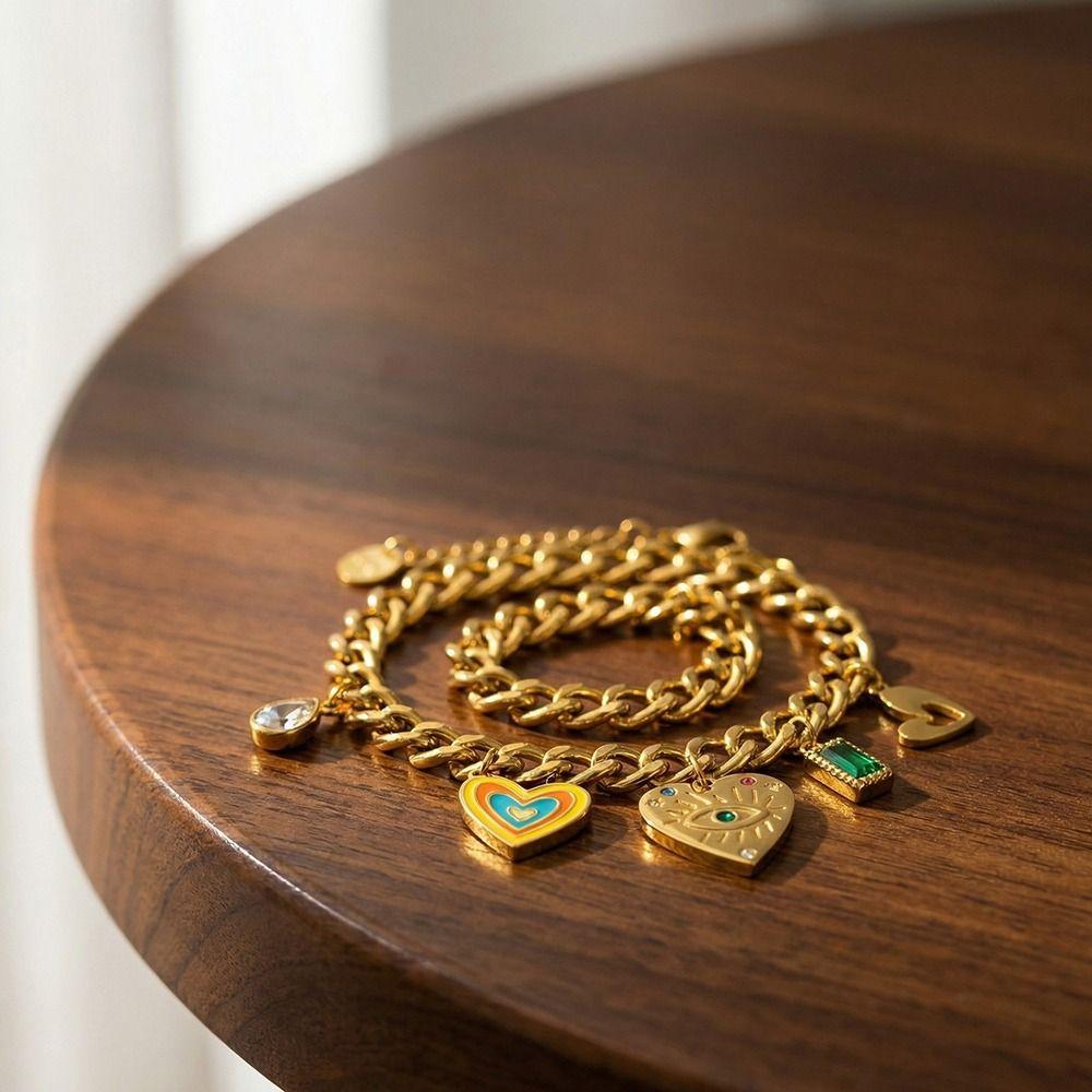18 K Gold Plated Pendant Necklace Stainless Steel Choker Necklaces Charm Chain Women's Jewelry