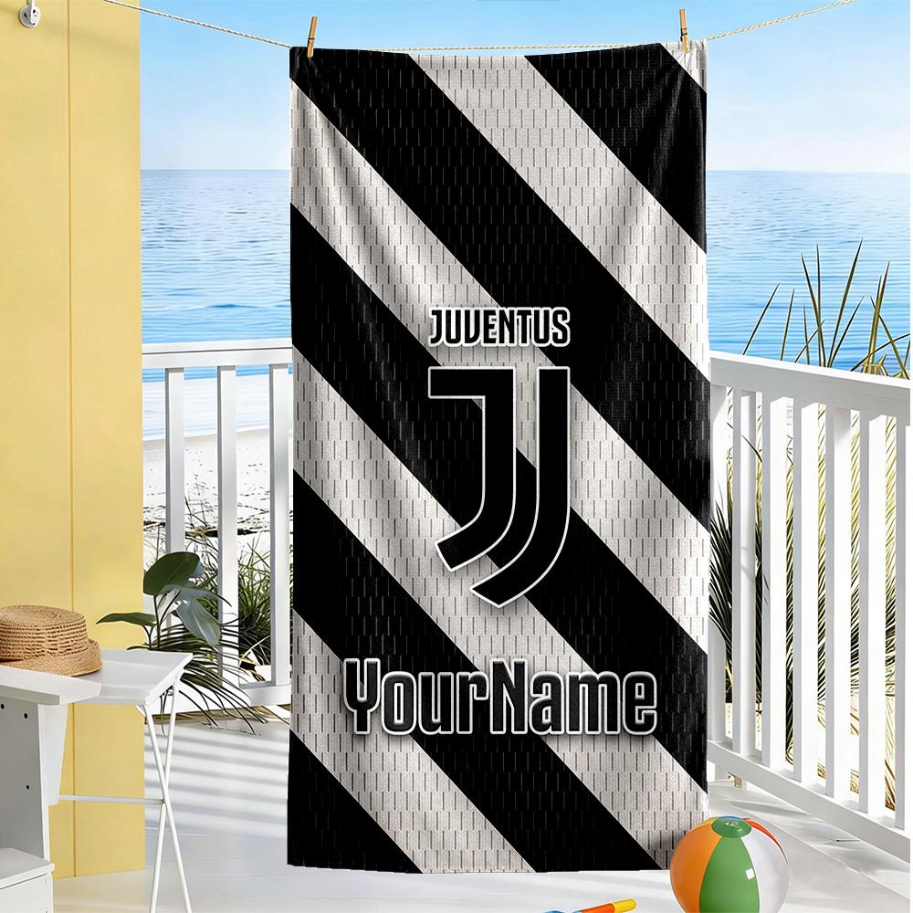 Juventus Customizable Name Beach Towel Soft Durable Quick-Dry Perfect for Traveling Yoga Camping and Swimming
