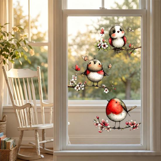 Adesivo Statico per Vetro Animali Cartoni Animati Rimovibile Impermeabile Decalcomania Decorativa per Finestra Casa Ufficio Soggiorno