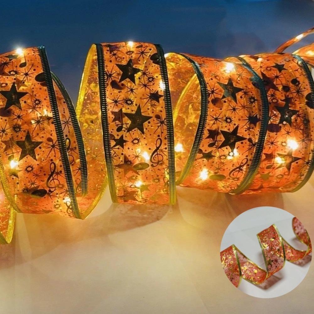 5/10M Xmas LED Light Strip Lace Bows Christmas Decoration Light  Window Display