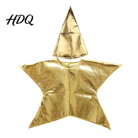 Kegelvormige Ster Kostuumset Zilver/Goud Kerststal voor Kinderen Kerstscène Festival Vorm Cosplay Outfits Zondagsschool Kerkbenodigdheid Glanzend