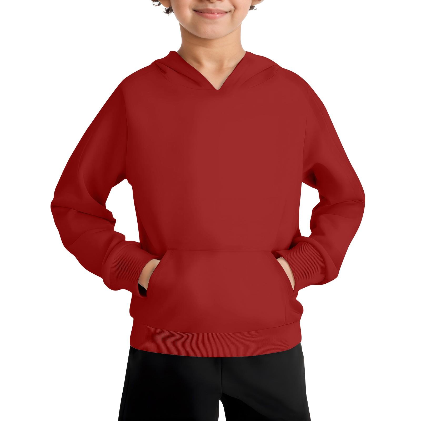 

Повседневная модная толстовка с длинным рукавом и капюшоном с карманом для мальчиков 130 красный