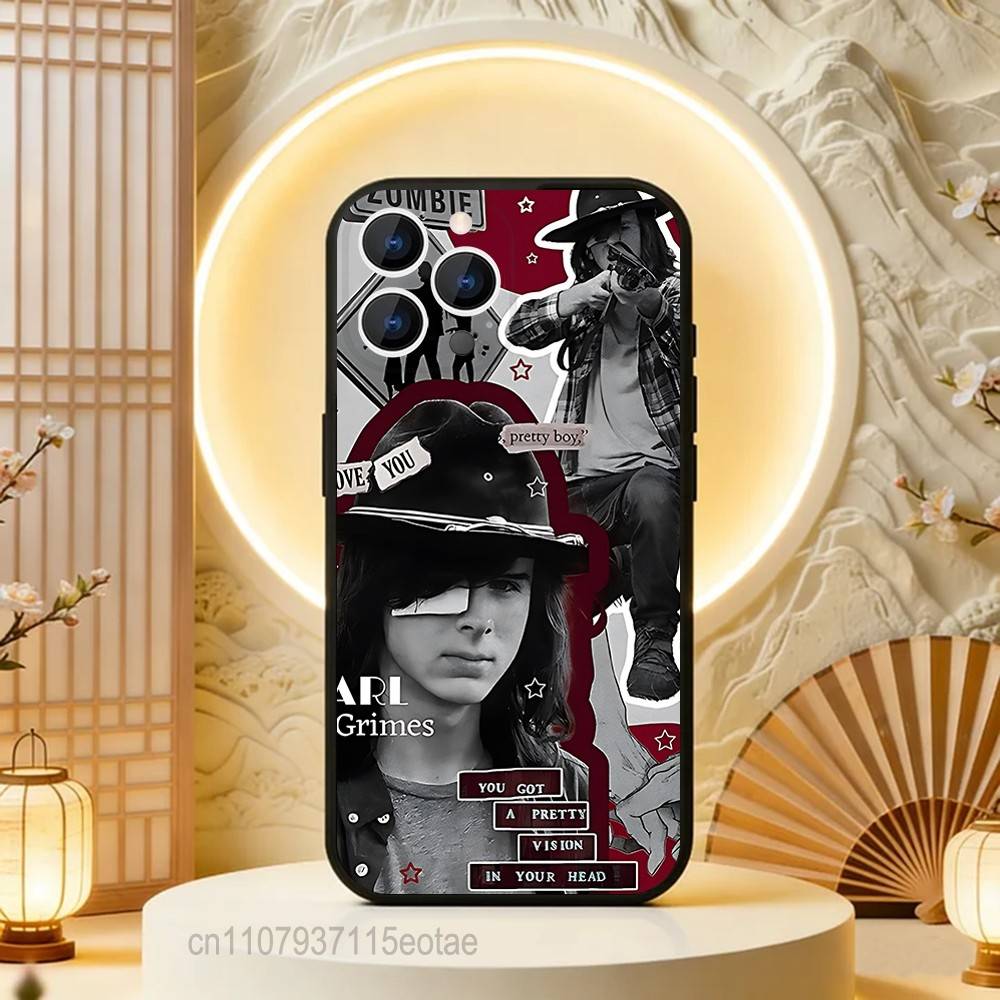 TWD Walking Dead Character Phone Case Silicone Soft For IPhone 16,17,15,11,13,12,14,Mini,Pro,Max,Plus,Air,E Black