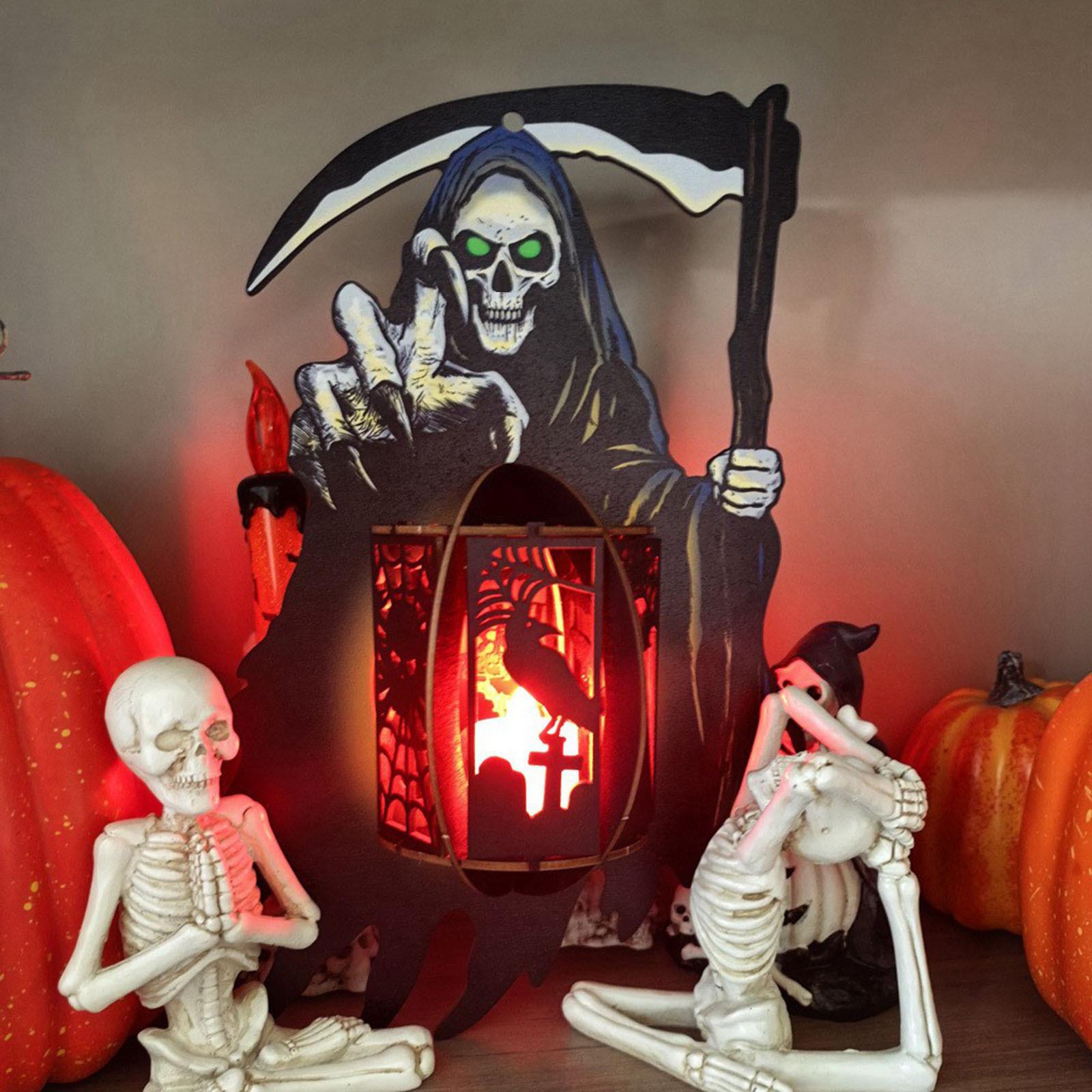 

Creative Halloween Wooden Hollowed-out With Lights, Spider Pendants, Display Stands, And Small Night Lights. One Size