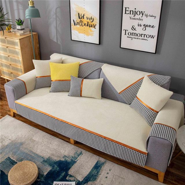 

Утолщенный бархатный плюшевый чехол для дивана, клетчатый чехол для дивана, чехол для сиденья, комбинированное кресло, полотенце для гостиной, мягкий Cushion cover30x50cm бежевый