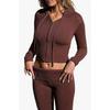 European and American New Knitted Hood Set Women Clothes Fashion Sexy High Waist Long Sleeve Trousers Two-piece Set