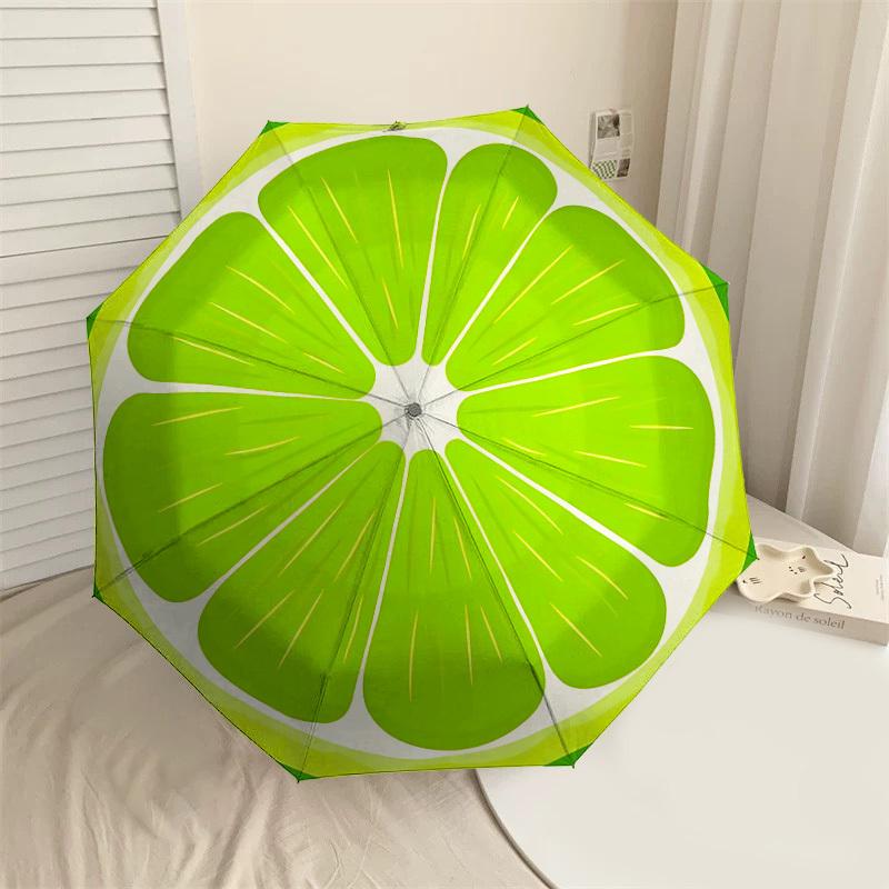 

1PC lime citrus Automatic Open/Close Umbrella with Windproof, 8-Rib Sturdy Canopy, Durable Ribs, Fashionable Design1367A