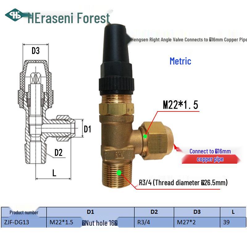 Refrigeration Equipment Right Angle Copper Valve: 6-19 Manual Stop Valve for Air Conditioning Liquid Storage