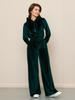 Women's Casual Zip-Up Hoodie with Drawstring Pants 2-Piece Set, Solid Color Silver Fox Fleece Tracksuit