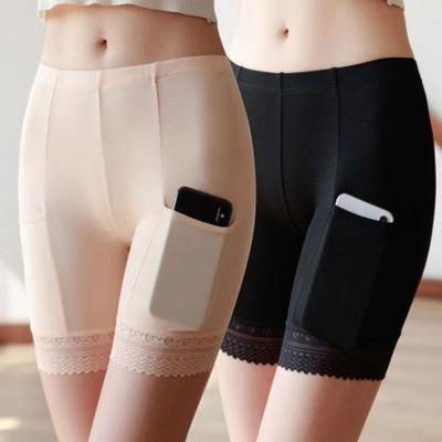 Women Safety Pants High Elasticity Solid Color Seamless Lace Anti-exposure