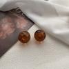 Amber Resin Stud Earrings Simple High-End Versatile Retro Earrings Temperament Elegant Maillard Women