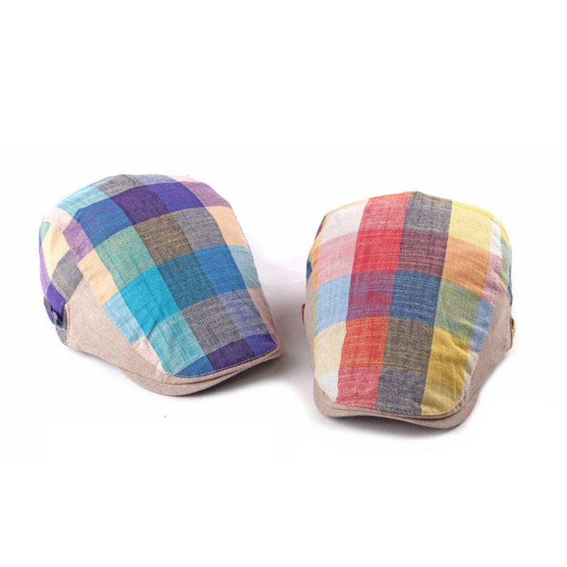 Spring Summer Thin Plaid Newsboy Caps for Men Breathable Beret Women Outdoor Sun Hat Gatsby Painters Hats Flat Caps Ivy Hat