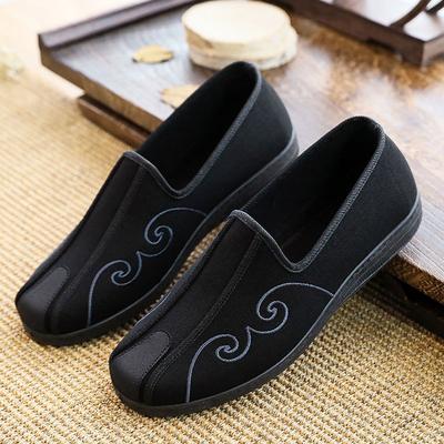 Staré pekinské látkové boty pánské boty s měkkou podrážkou čínský styl retro boty pro střední věk a starší otce boty k obleku Tang Hanfu vyšívané boty