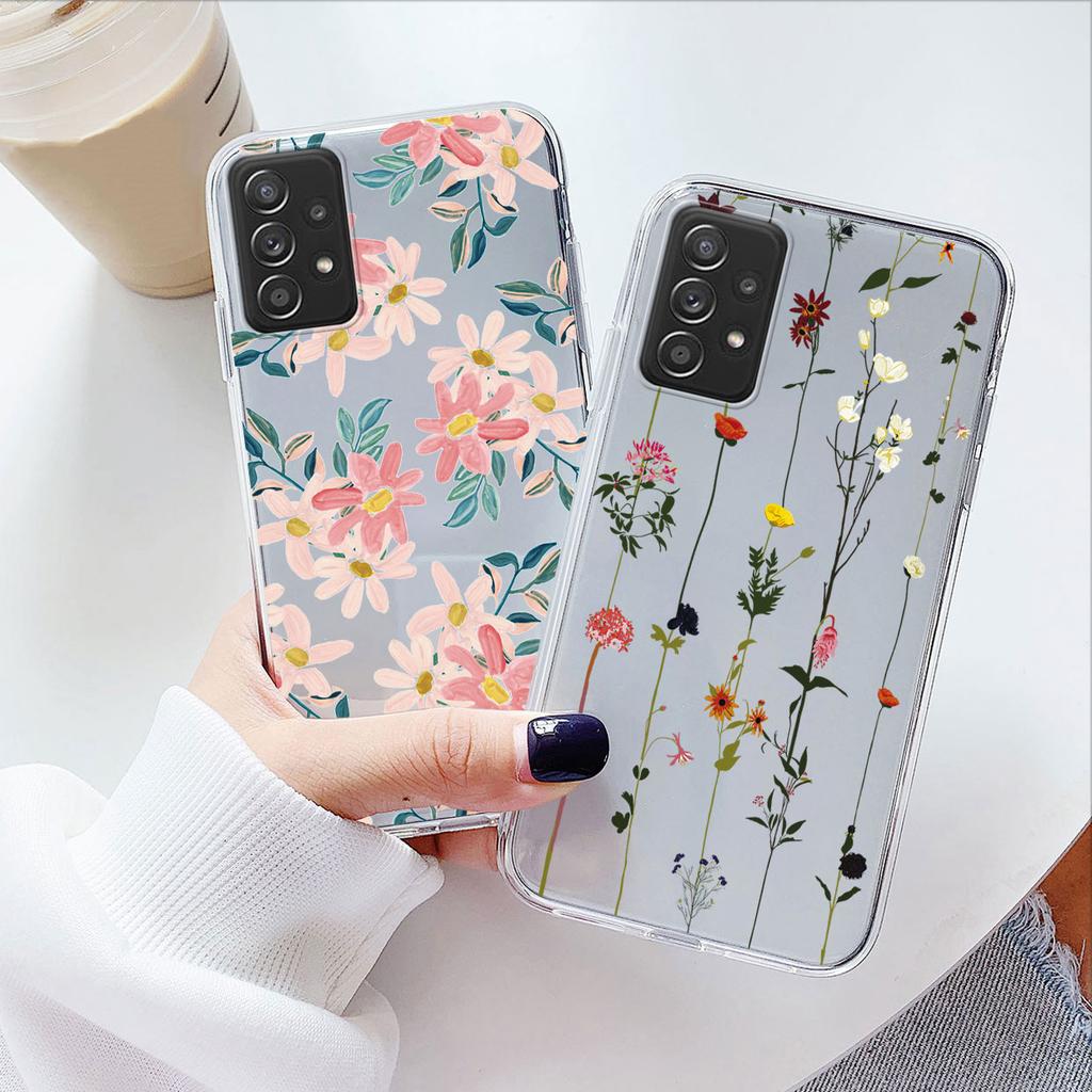 Phone Case For Samsung A52s A52 Floral Silicon Cover For Samsung Galaxy A52 Fundas Coque Transparent Soft Capas Flower TPU