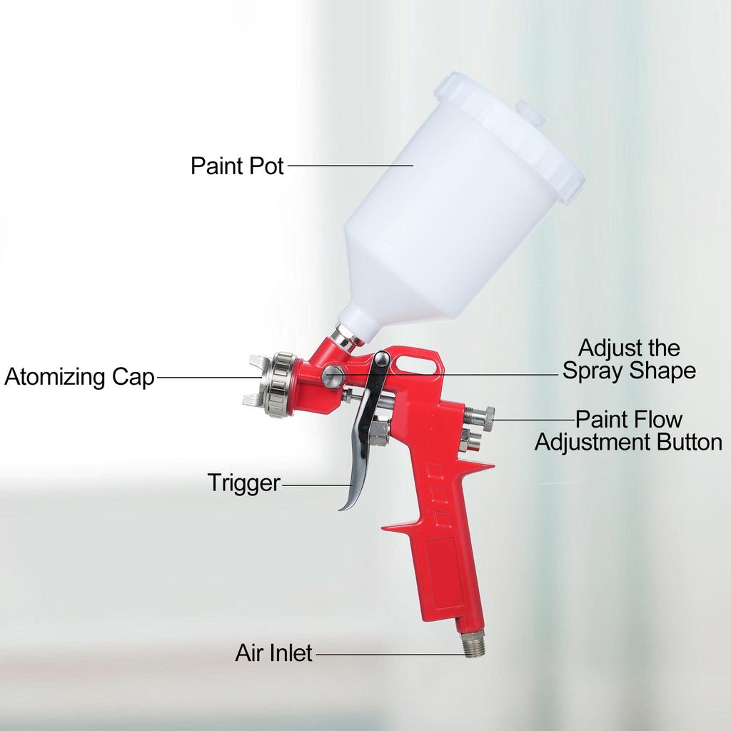 Mini Spray Machine Air Paint Sprayer Kit with 1.4mm Nozzle and 600ml Fluid Cup for Walls Automotive