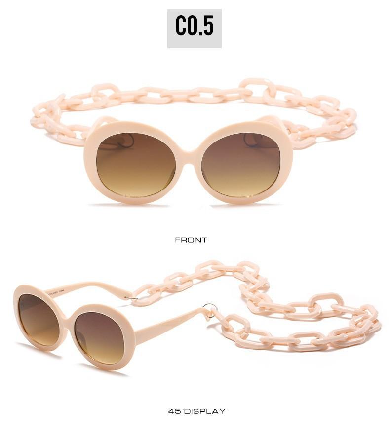 JYL Sunglasses Round Chain Uv Protection Milan Runway Style 2067 A-17911