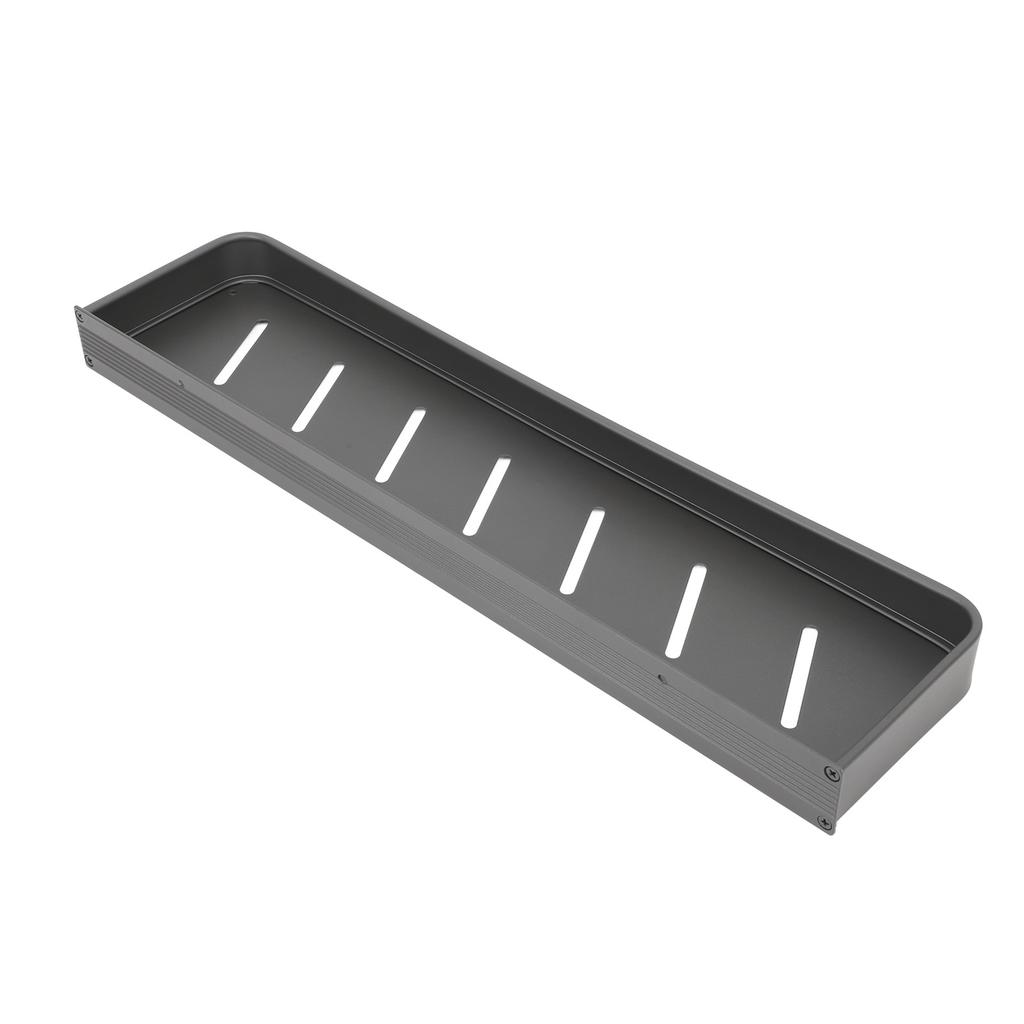 Shower Caddy Space Aluminum Rustproof Smoothing Simple Black Sturdy Bathroom Wall Shelf with 5 Hooks for Kitchen Laundry