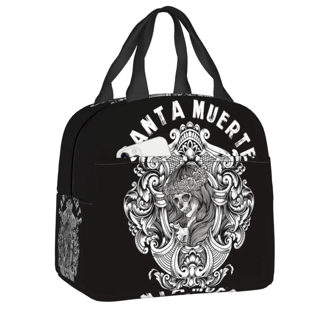 Santa Muerte Sfânta Moarte Cutii de Prânz Portabile Femei Impermeabile Mexicane Ziua Morților Craniu de Zahăr Răcitor Termic Izolat pentru Mâncare