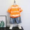 Trendy Boys Summer Short Sleeve Outfit With Stylish Denim Shorts For Kids 3 To 8 Years Old