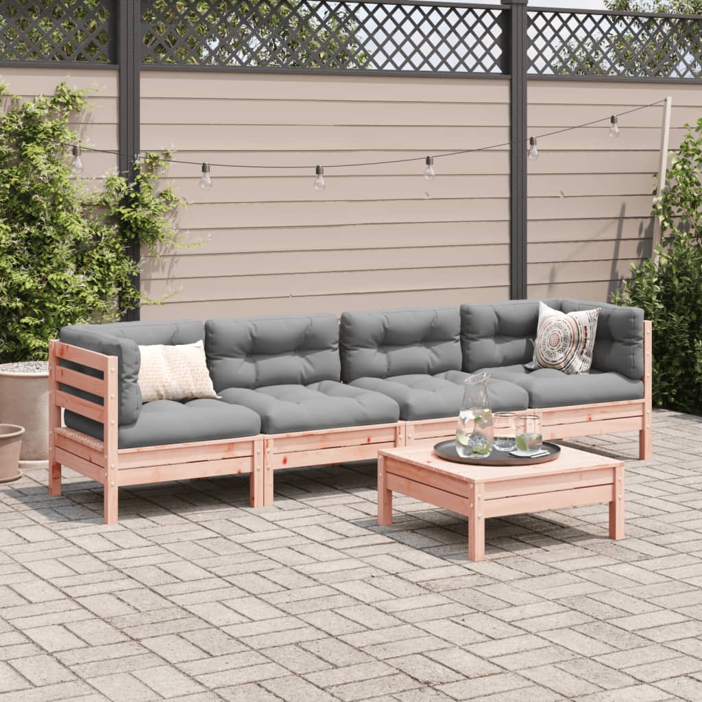 5 Piece Garden Sofa Set with Cushions Solid Douglas Fir Wood