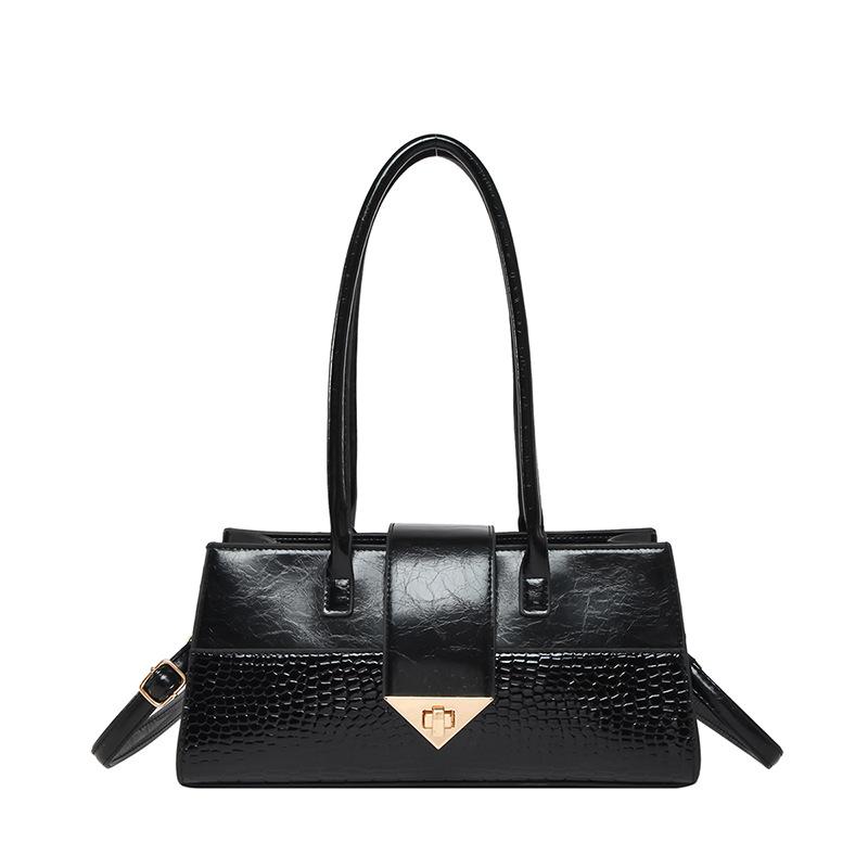 This year's popular women's bags 2025 spring and summer new fashion crocodile pattern splicing handbag texture large capacity messenger