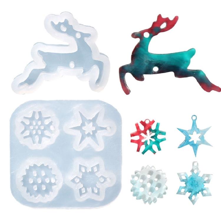Silicone Moulds Jewellery Casting Supplies Snowflake Deer Earring Pendant Molds