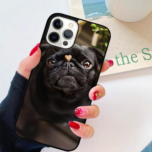 Animal Black Pug Close Up Phone Case Cover For iPhone 17 Air 15 16 14 Plus Apple 11 12 13 Pro Max Coque