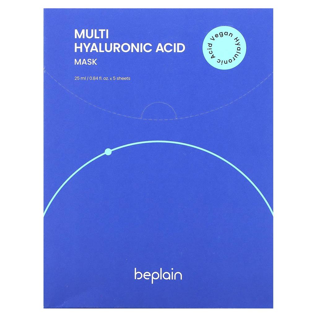 Beplain, multi-hyaluronic acid beauty mask, 5 sheet masks, 25 ml (0.84 fl oz)