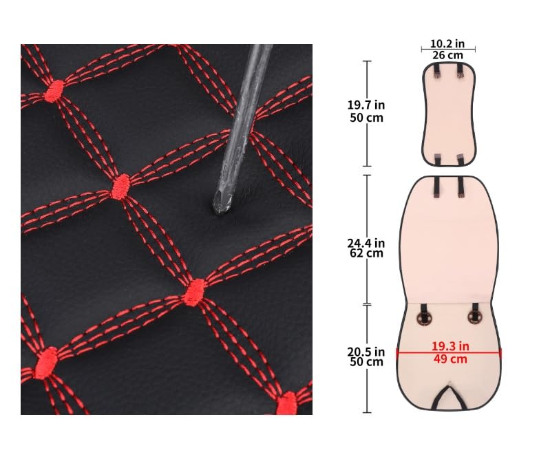 Montierte PU-Leder Schürzen-Sitzbezüge für Universelle Passform mit Rot 1 Leicht zu Reinigende Autos, (Schwarze Linien, Cover)