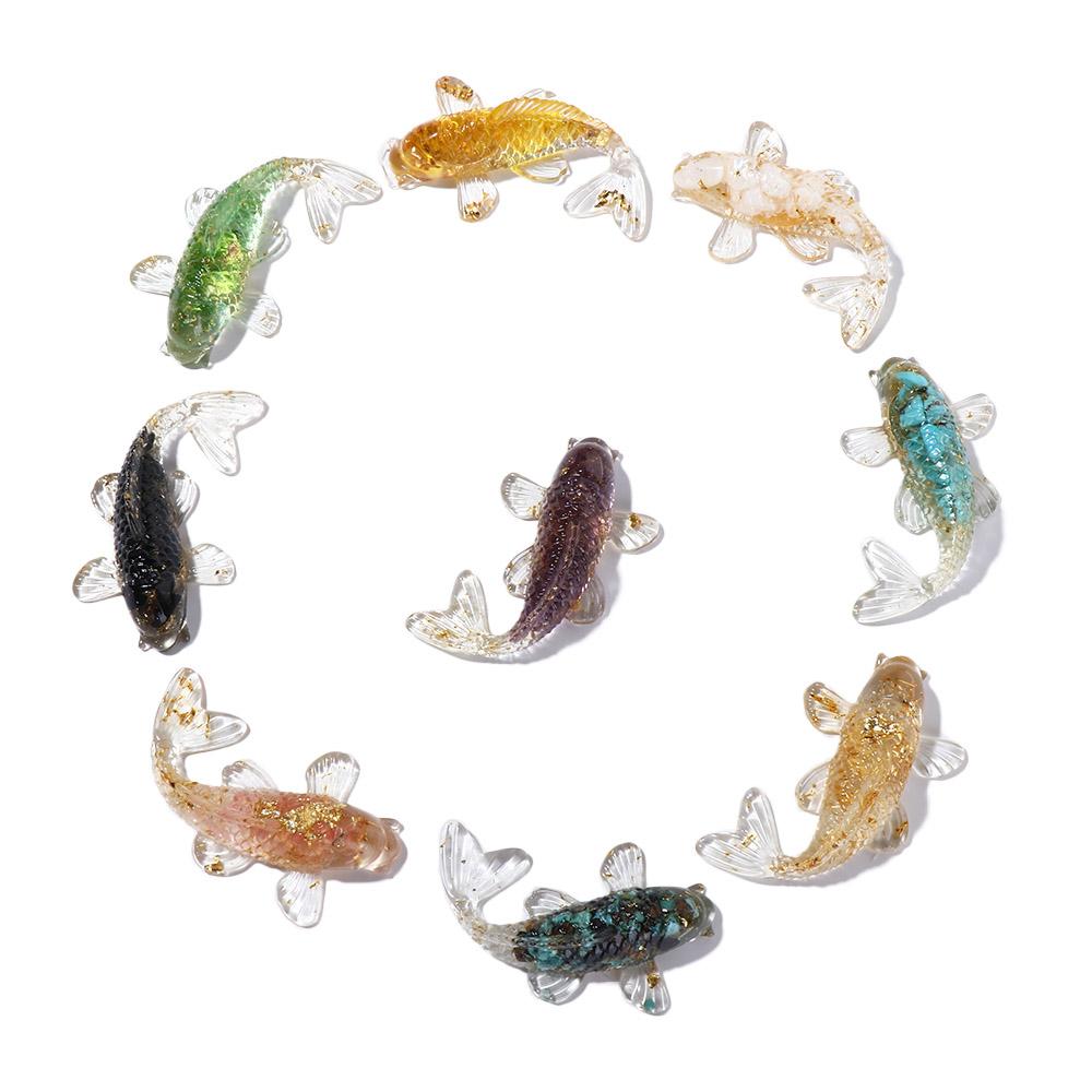 Geschenk Harz Handwerk Natürlicher Kristall Künstlicher Fisch Hochzeitszubehör Fischornamente Autoanhänger