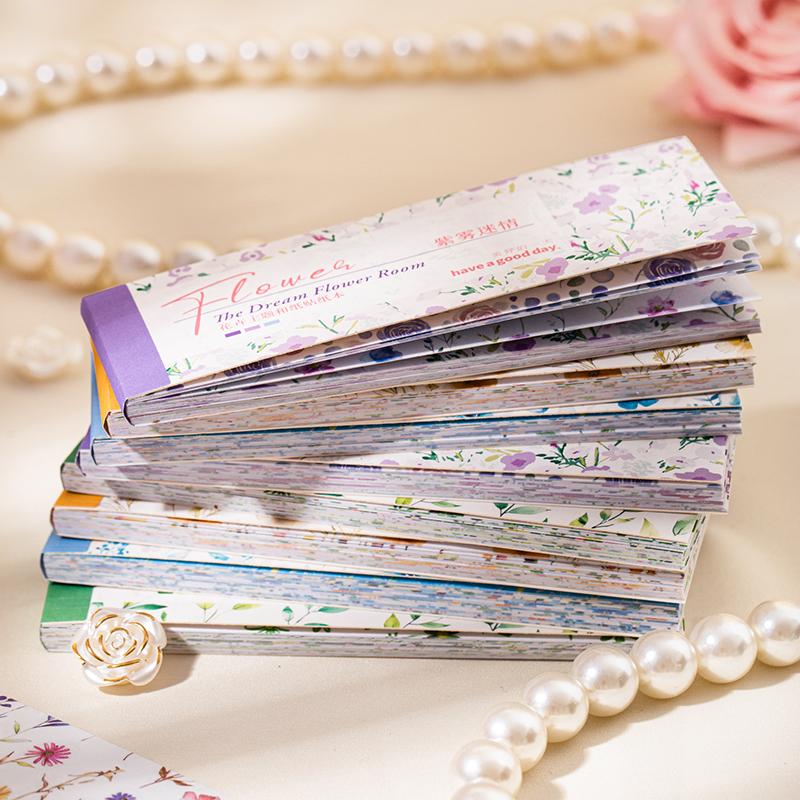 30Sheets/book Long Flower Stickers Gift Packaging Stickers Paper Material Handmade Account DIY Landscape Collage Decoration
