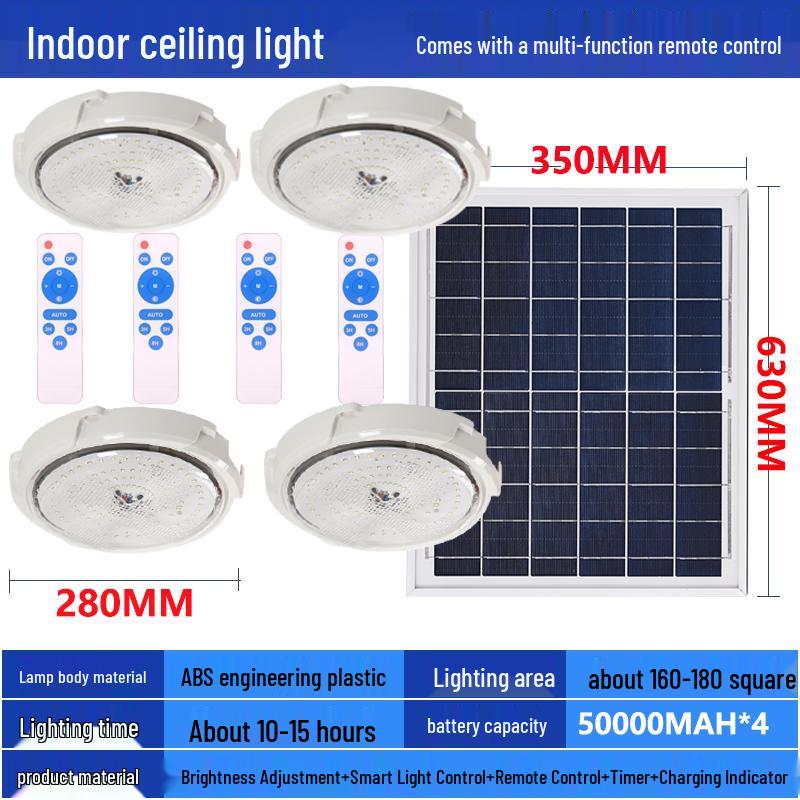 LED Solar Ceiling Light for Bedrooms, Living Rooms, Indoor and Courtyard Spaces - One-to-Two/Three/Four/Five/Seven Light Options
