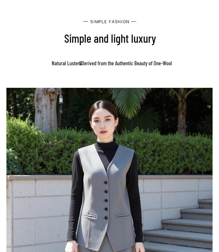 Women's V-neck Wool Melton Lambswool Waistcoat - Autumn/Winter Old Money Style