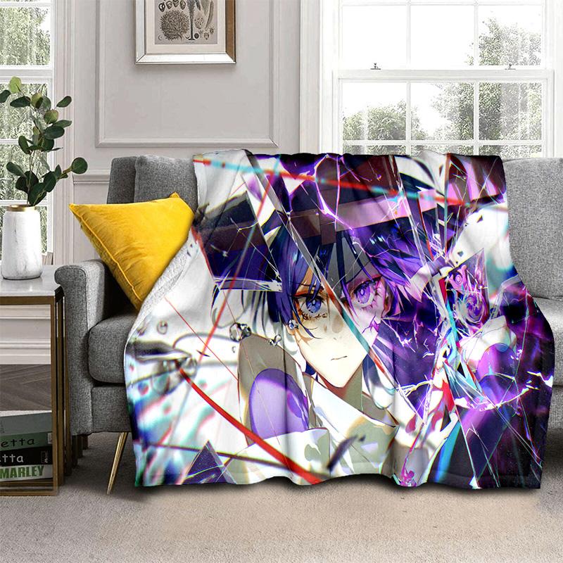 Game Genshin Impact Gamer Cartoon Blanket,Soft Throw Blanket for Home Bedroom Bed Sofa Picnic Travel Office Cover Blanket Kids