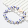 Chinese-style Vintage Elegant Floral Porcelain Bead Bracelet Letter and Cross Bead Bracelet